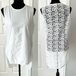 Torn By Ronny Kobo  Lace Back High Low Hem Sleeveless Top
